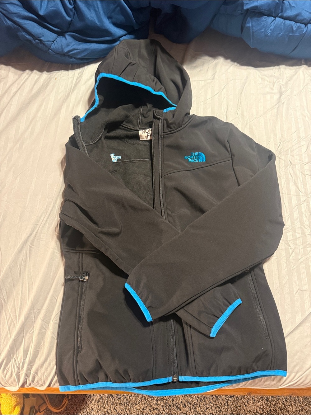 The North Face Black Jacket with Bright Blue Trim for Kids *NEW WITHOUT TAGS